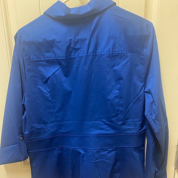 New York & Company Size L Lg sleeve-button down shirts-Royal/Emerald green/Black - Picture 7 of 13